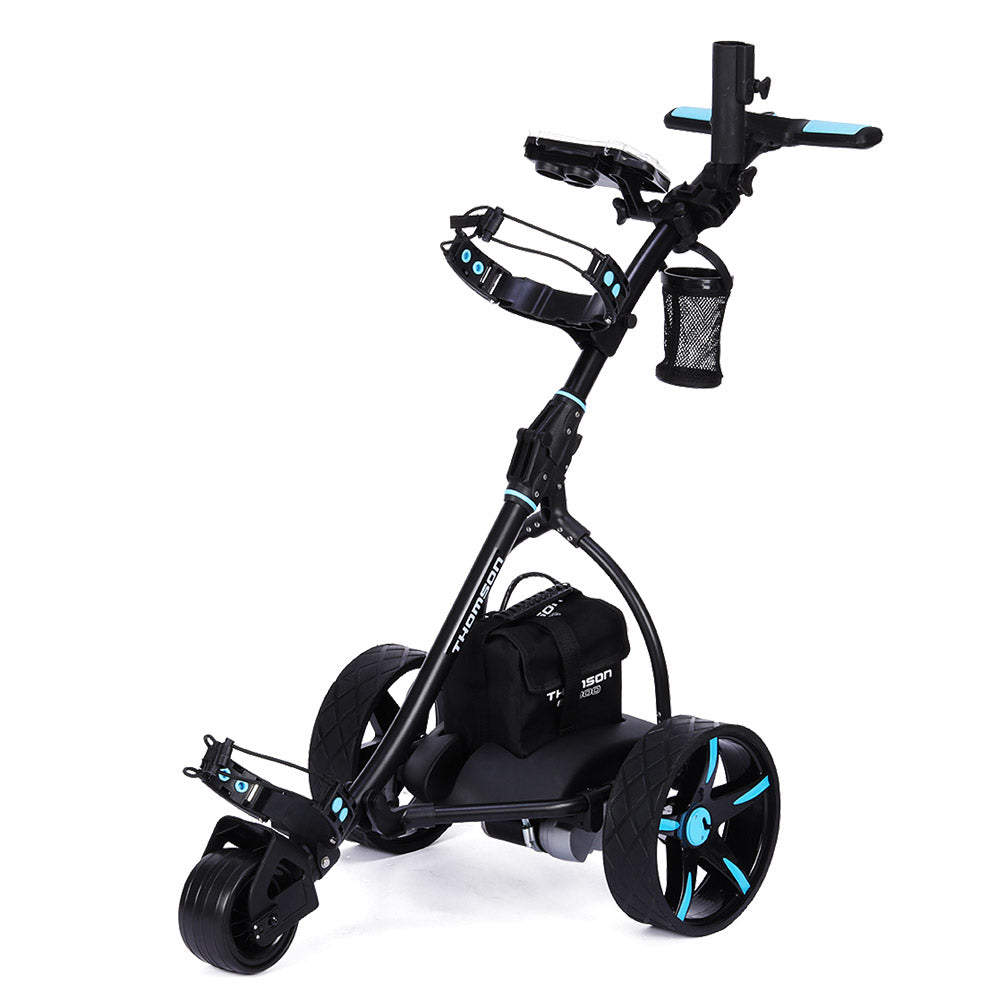 THOMSON Golf Buggy Electric Trolley Automatic Motorised Foldable Cart LED Black