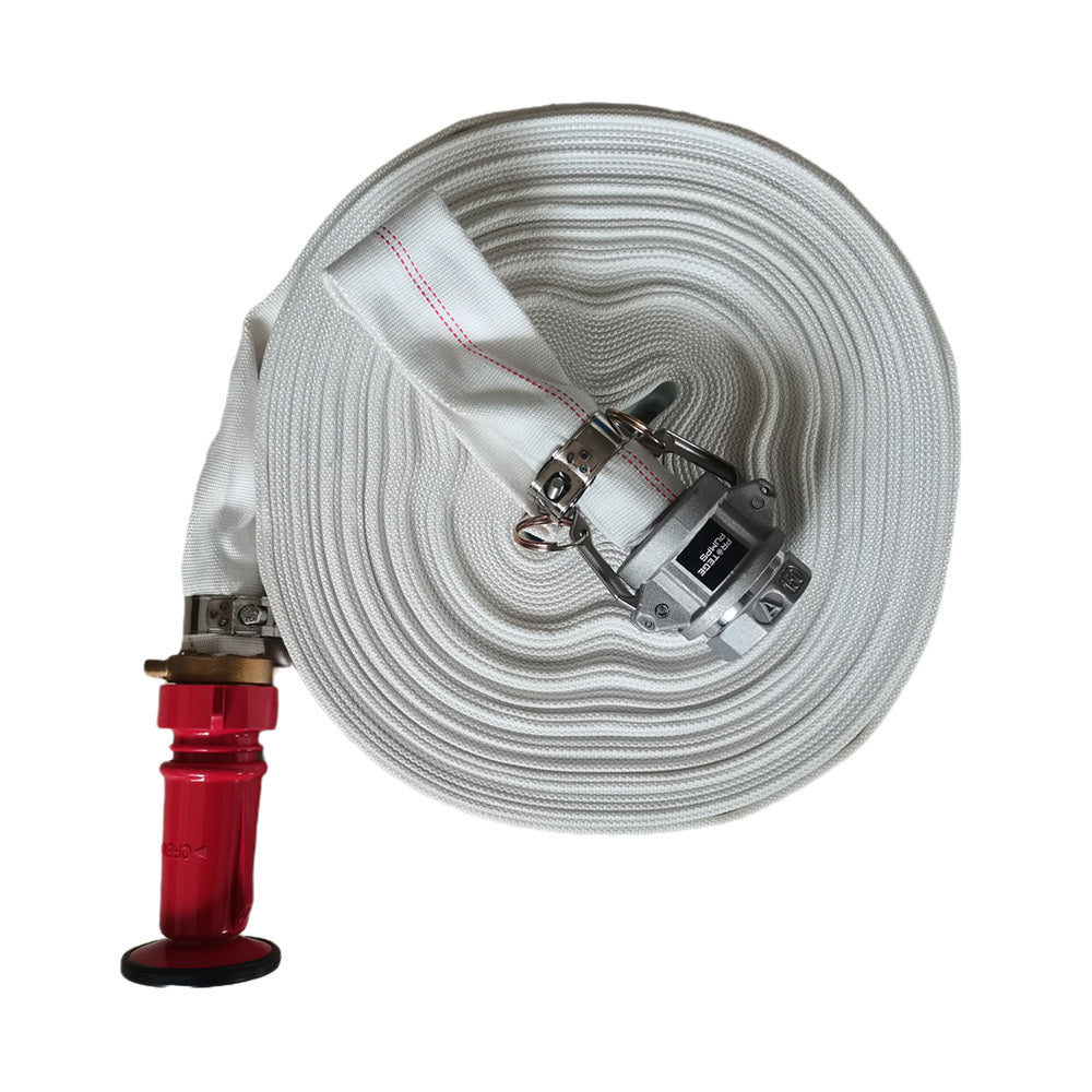 PROTEGE 36m x 38mm Canvas Lay Flat Fire Hose Kit, with Adjustable Nozzle