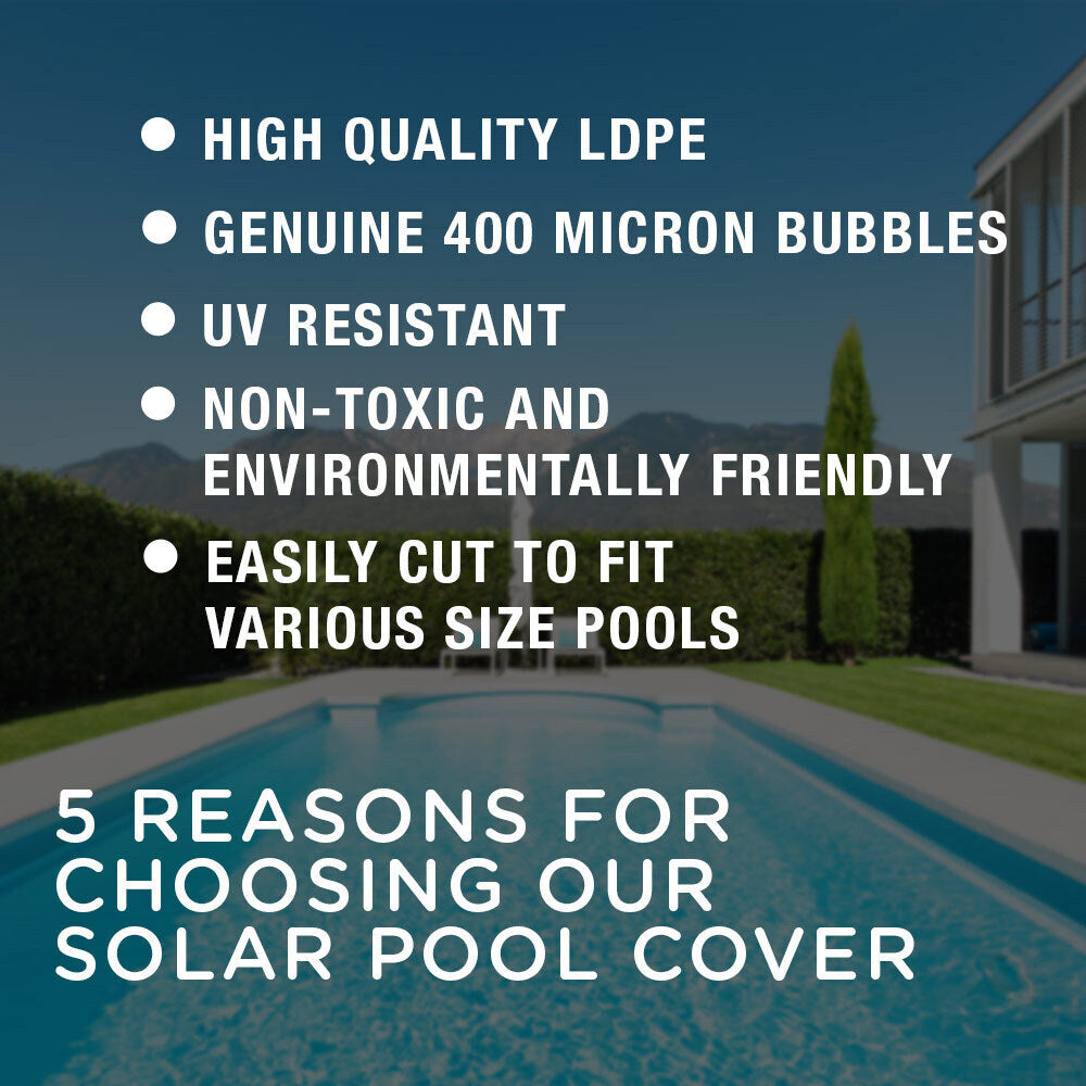 AURELAQUA Solar Swimming Pool Cover + Roller Wheel Adjustable 400 Bubble 9.5x5.0