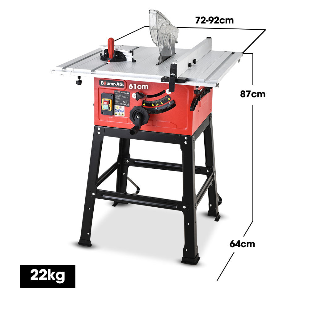 Baumr-AG 2000W 254mm Corded Table Saw with Stand, Extendable, Laser Guide