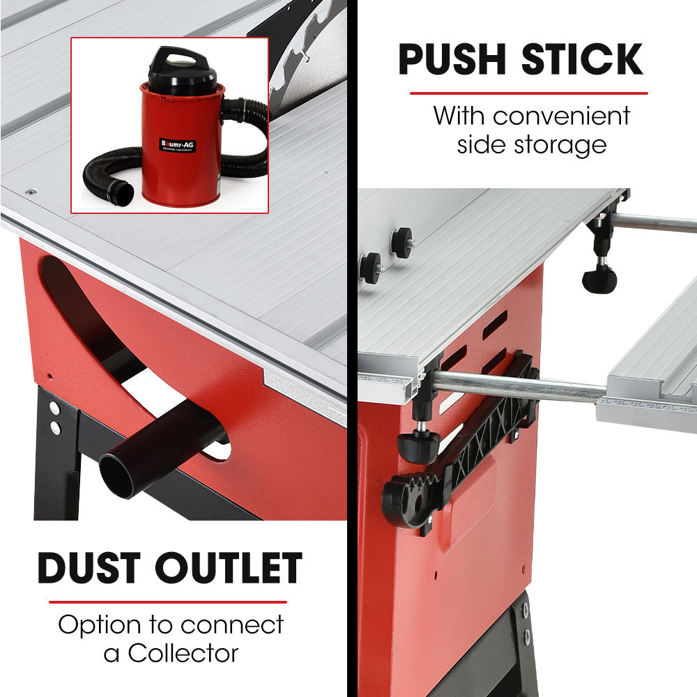 Baumr-AG 2000W 254mm Corded Table Saw with Stand, Extendable, Laser Guide