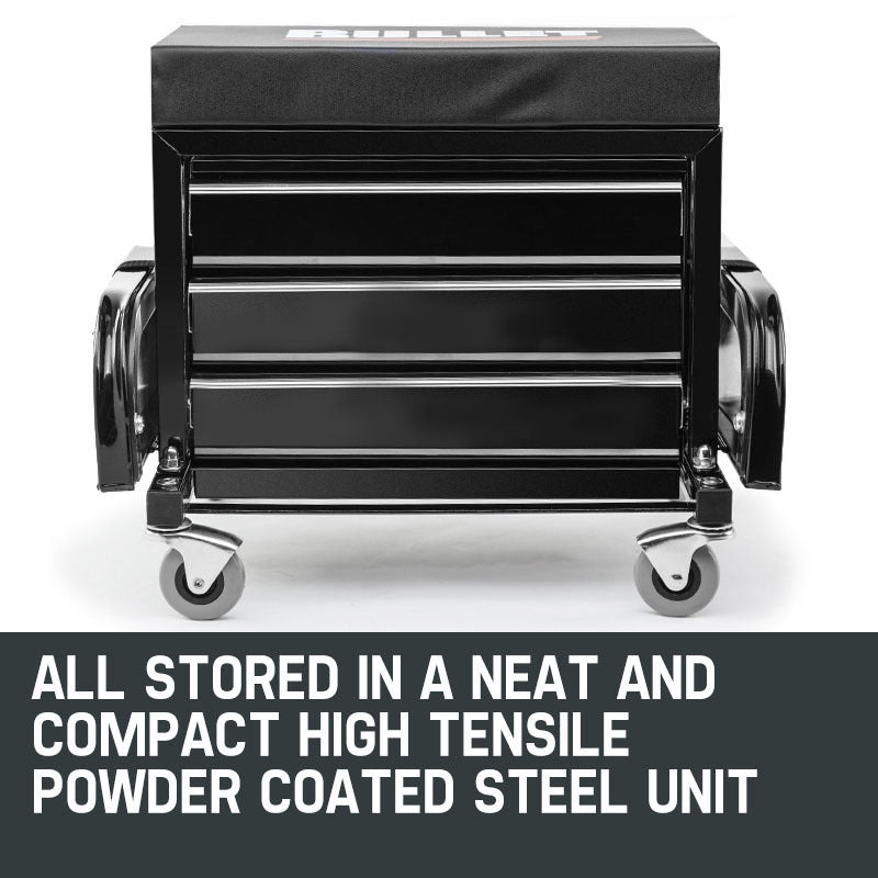 BULLET Rolling Tool Box Stool Mechanic Creeper Toolbox Seat Cushion Garage Tray