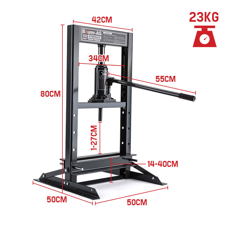 Baumr-AG 10 Tonne Hydraulic Shop Press Workshop Jack Bending Stand H-Frame