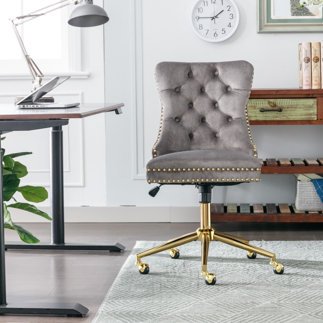 Velvet Home Office Chair- Grey