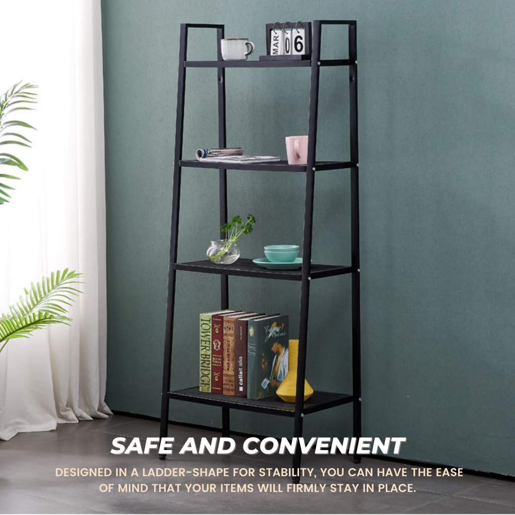 EKKIO Ladder Shelf 4 Tier (Black) EK-LS-101-DSH