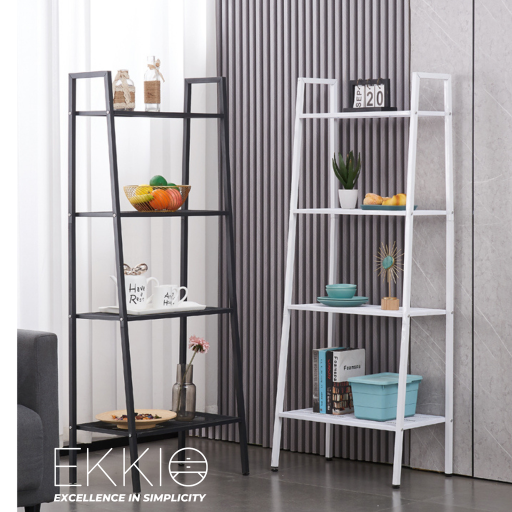 EKKIO Ladder Shelf 4 Tier (Black) EK-LS-101-DSH