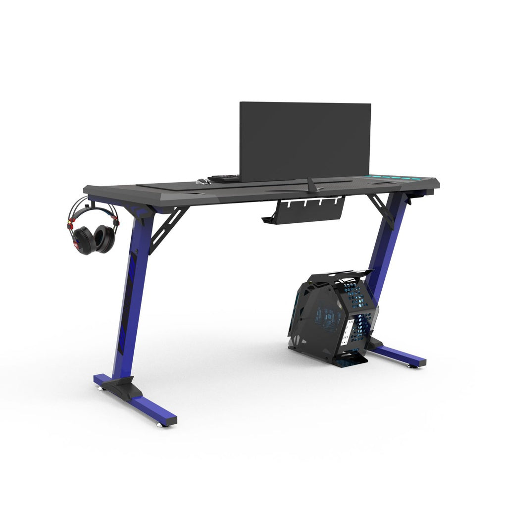 EKKIO RGB Gaming Desk Z Shape Blue 140cm EK-GD-108-AL