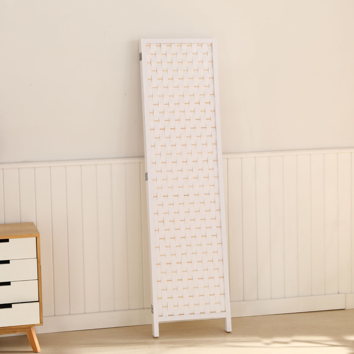 EKKIO 4-Panel Pine Wood Room Divider (White) EK-RD-101-SD