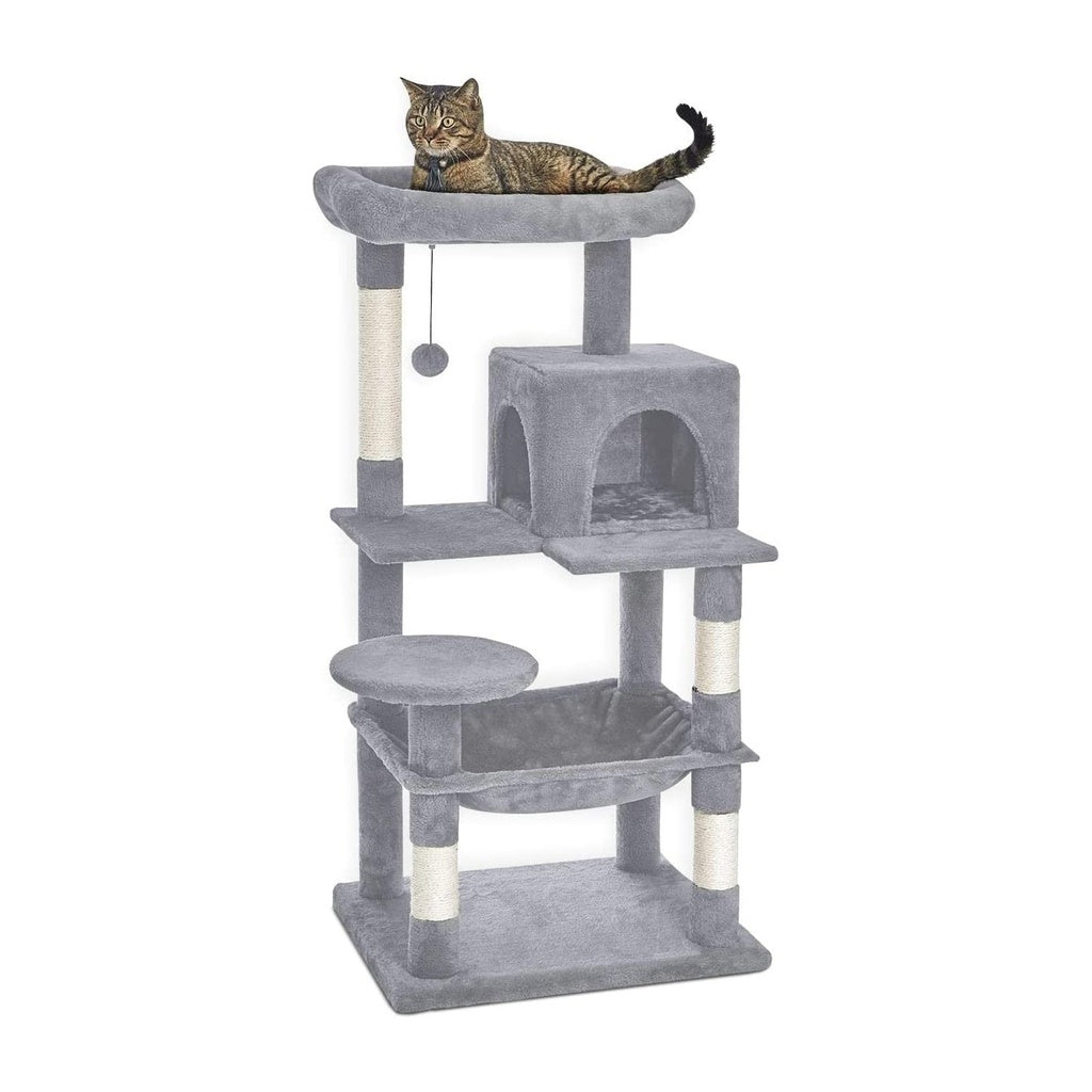 Floofi 118cm Plush Cat Condo Cat Tree Light Grey FI-CT-169-ZZ