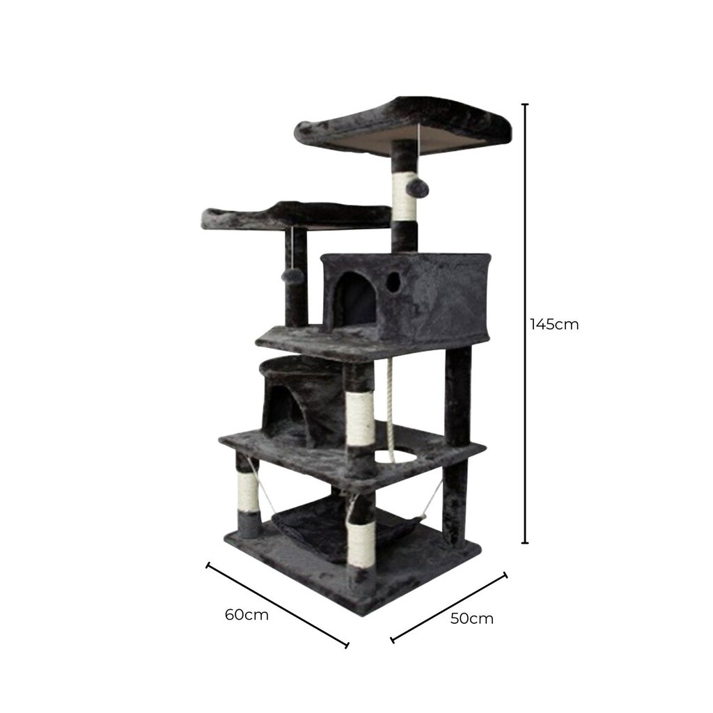 FLOOFI 145cm Plush Cat Condo Cat Tree Dark Grey FI-CT-156-BJ