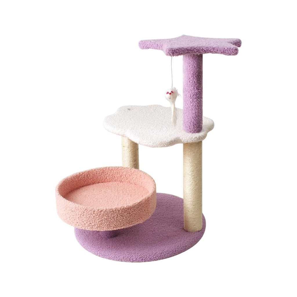 Floofi 61cm Galaxy Plush Scratching Post Cat Tree Pink Purple FI-CT-142-MM