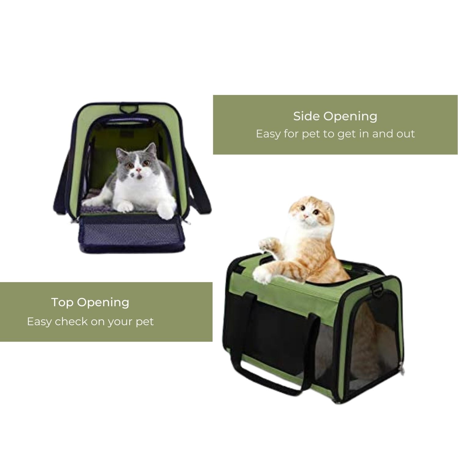 Floofi Portable Pet Carrier-L Size (Green) FI-PC-140-FCQ