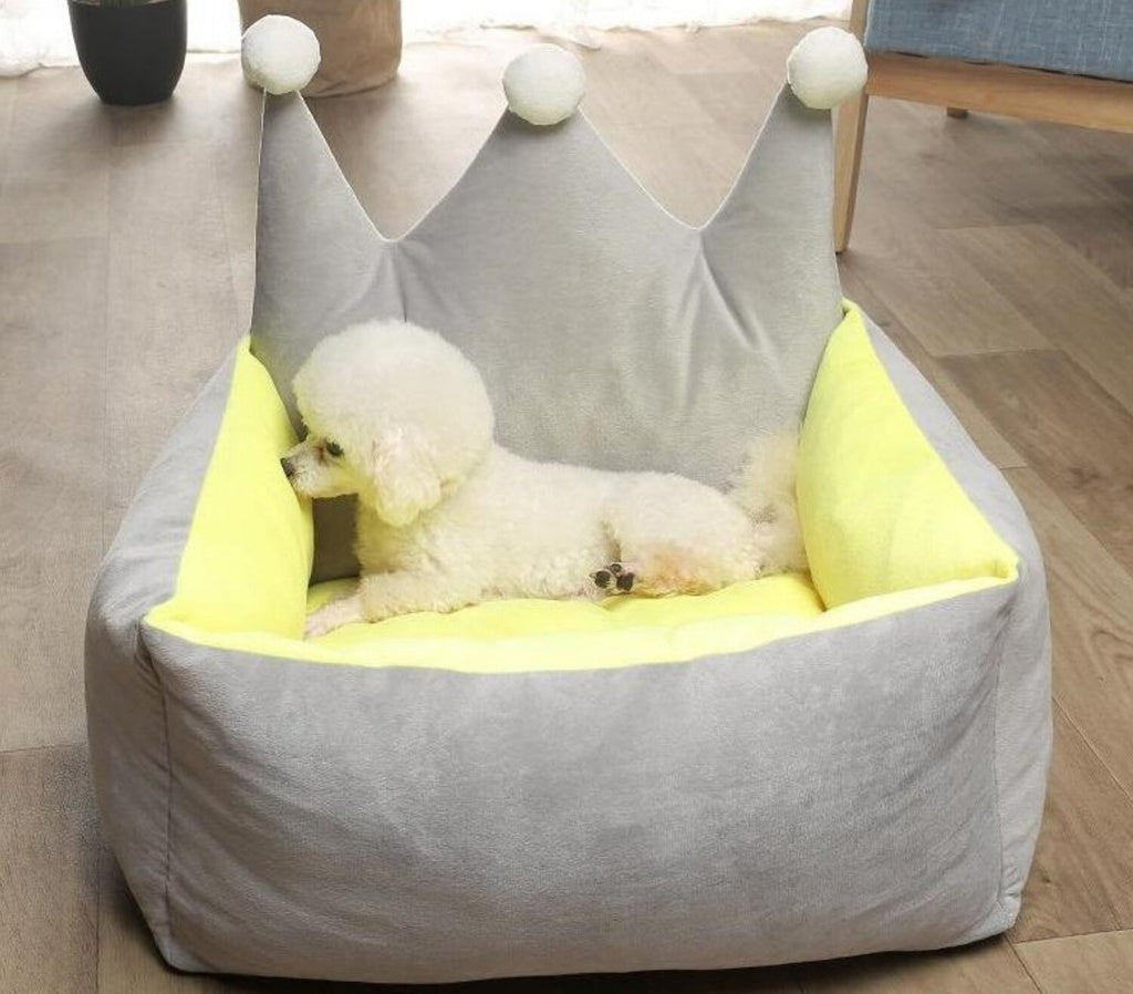 Floofi Pet Bed Crown Shape (L Grey Yellow) - PT-PB-211-RN