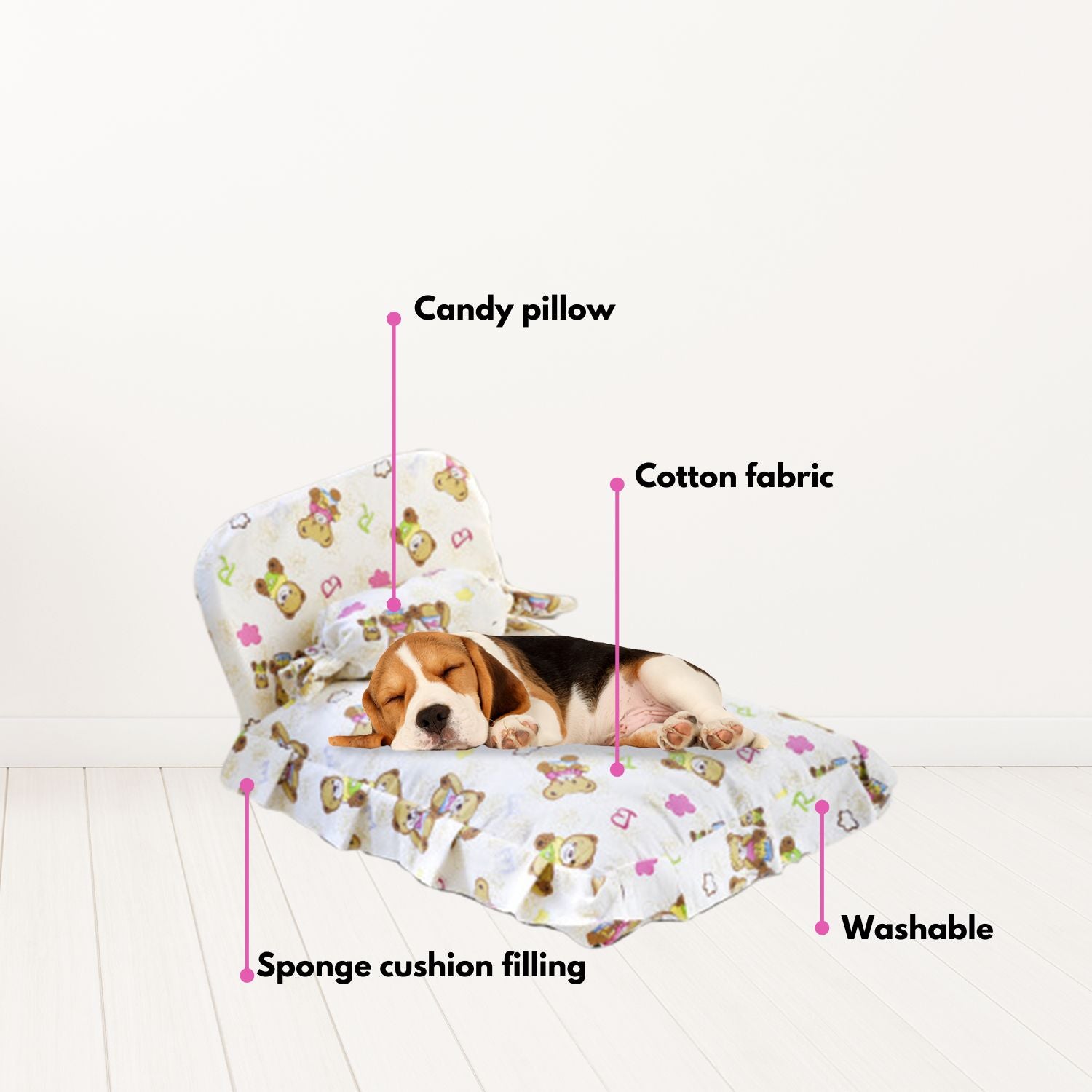 Floofi Pet Bed With Pillow and Quilt Star (M) PT-PB-255-YMJ