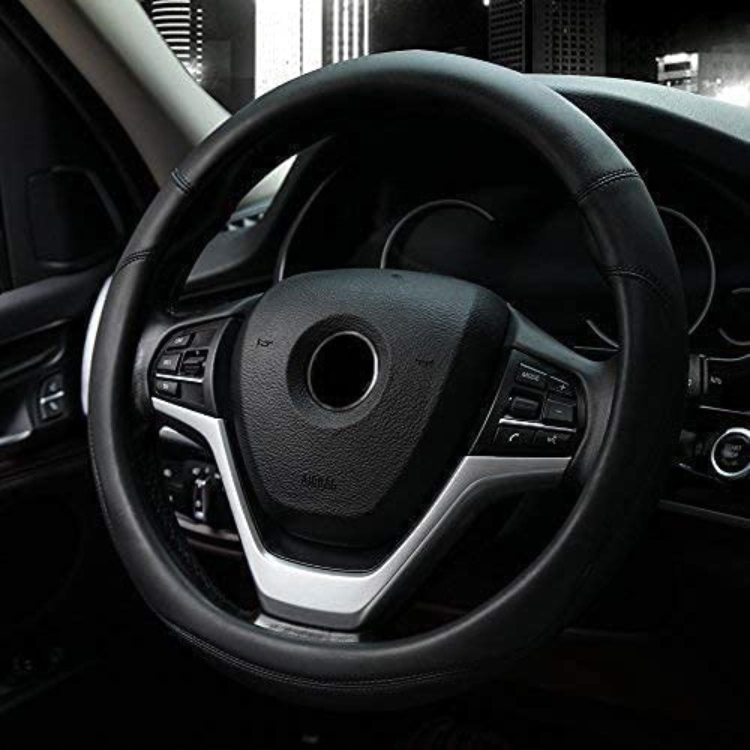 RYNOMATE Car Steering Wheel Cover Universal 15 Inch Fit (Black) RNM-CSC-100-HH