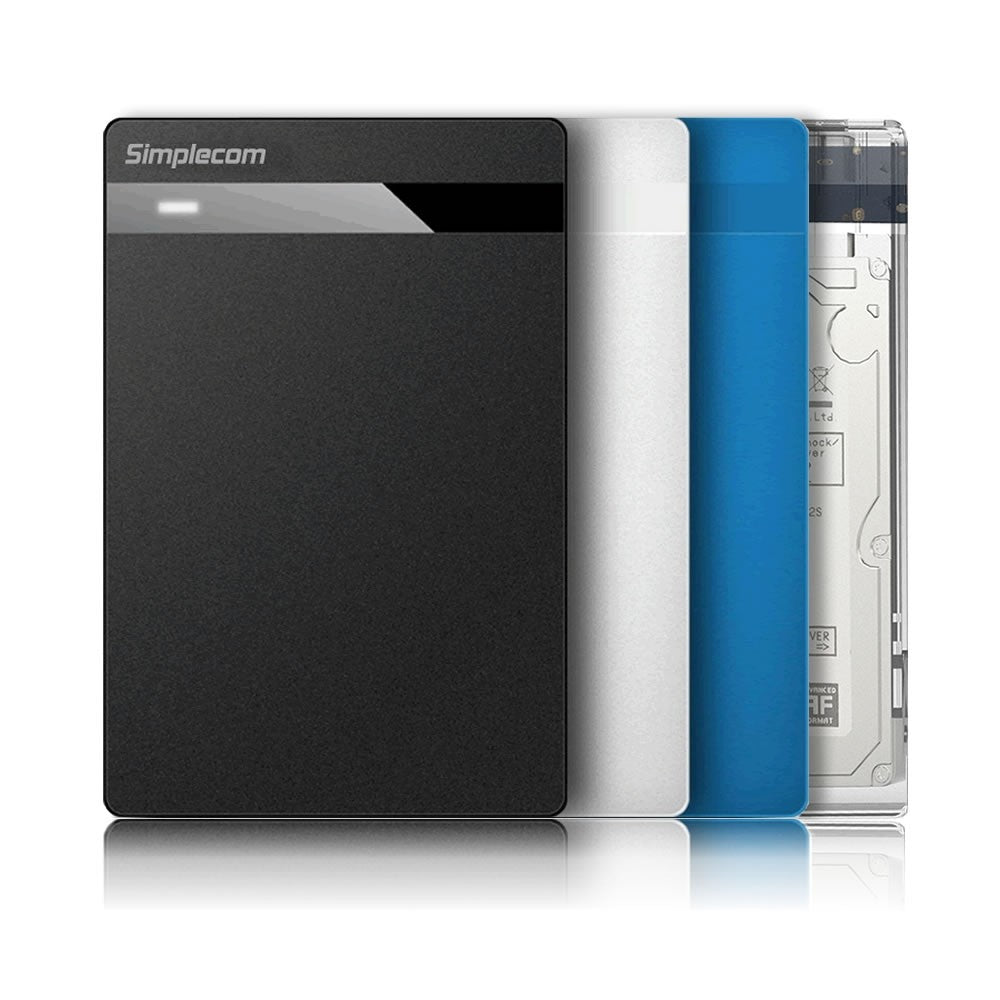 Simplecom SE203-WH Tool Free 2.5" SATA HDD SSD to USB 3.0 Hard Drive Enclosure White