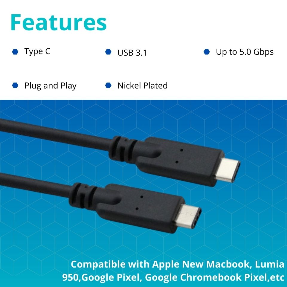 VCOM USB 3.1V C/M to C/M Cable - 1m - CU400