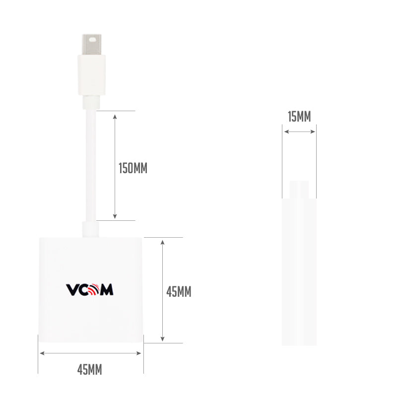 VCOM 0.15m Mini Display Port Male to VGA Female Adapter Cable (White) CG613-0.15
