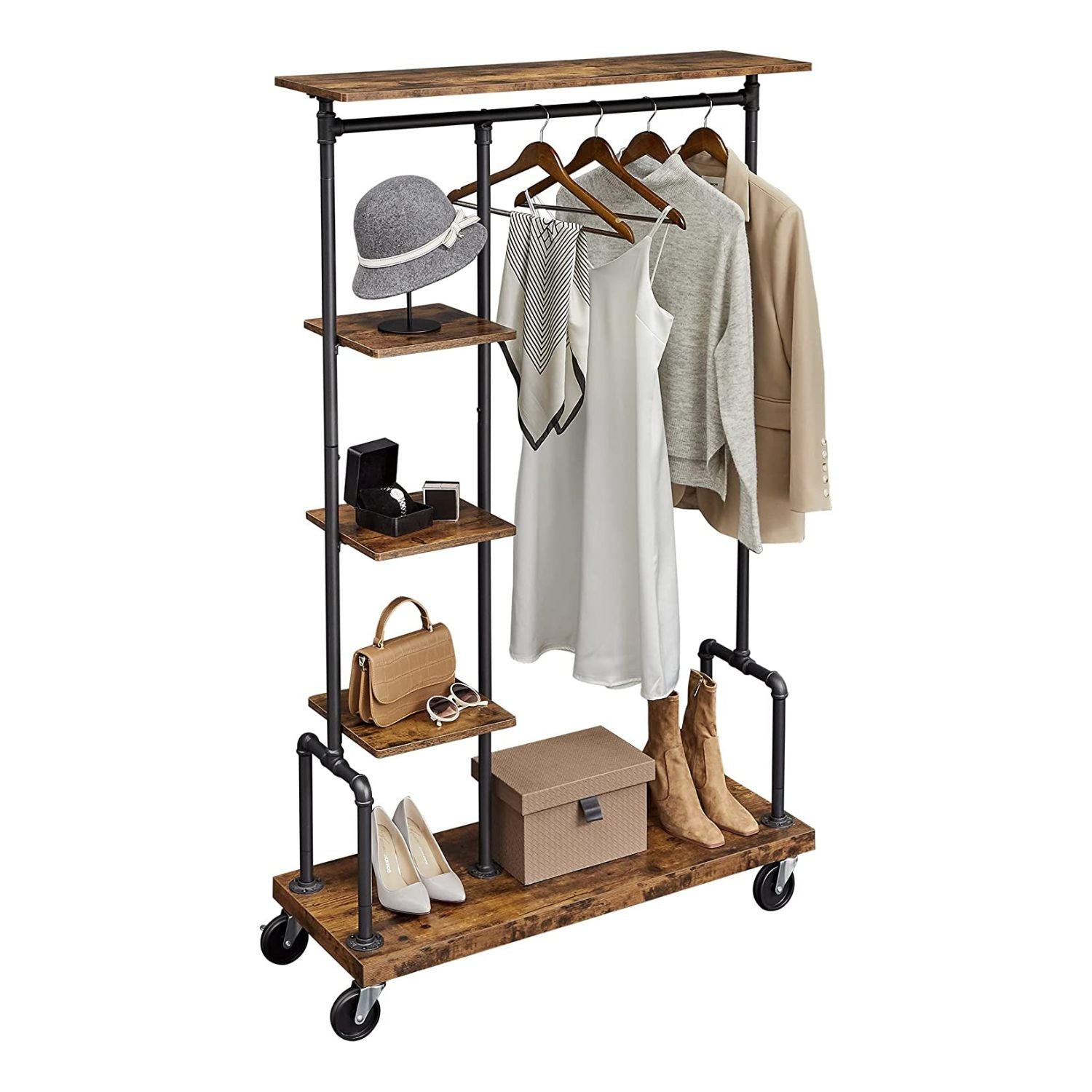 VASAGLE Clothes Rack Rustic Brown