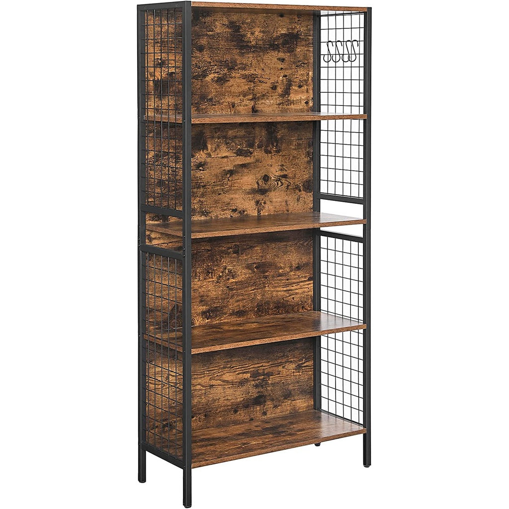 VASAGLE 4 Tiers Bookcase Office Storage Shelf Rustic Brown and Black LBC023B01