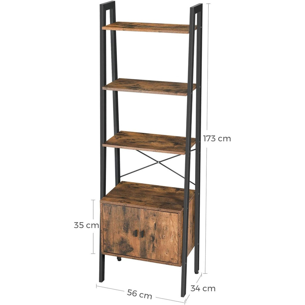 VASAGLE Ladder Bookshelf with Cupboard Rustic Brown LLS47BX