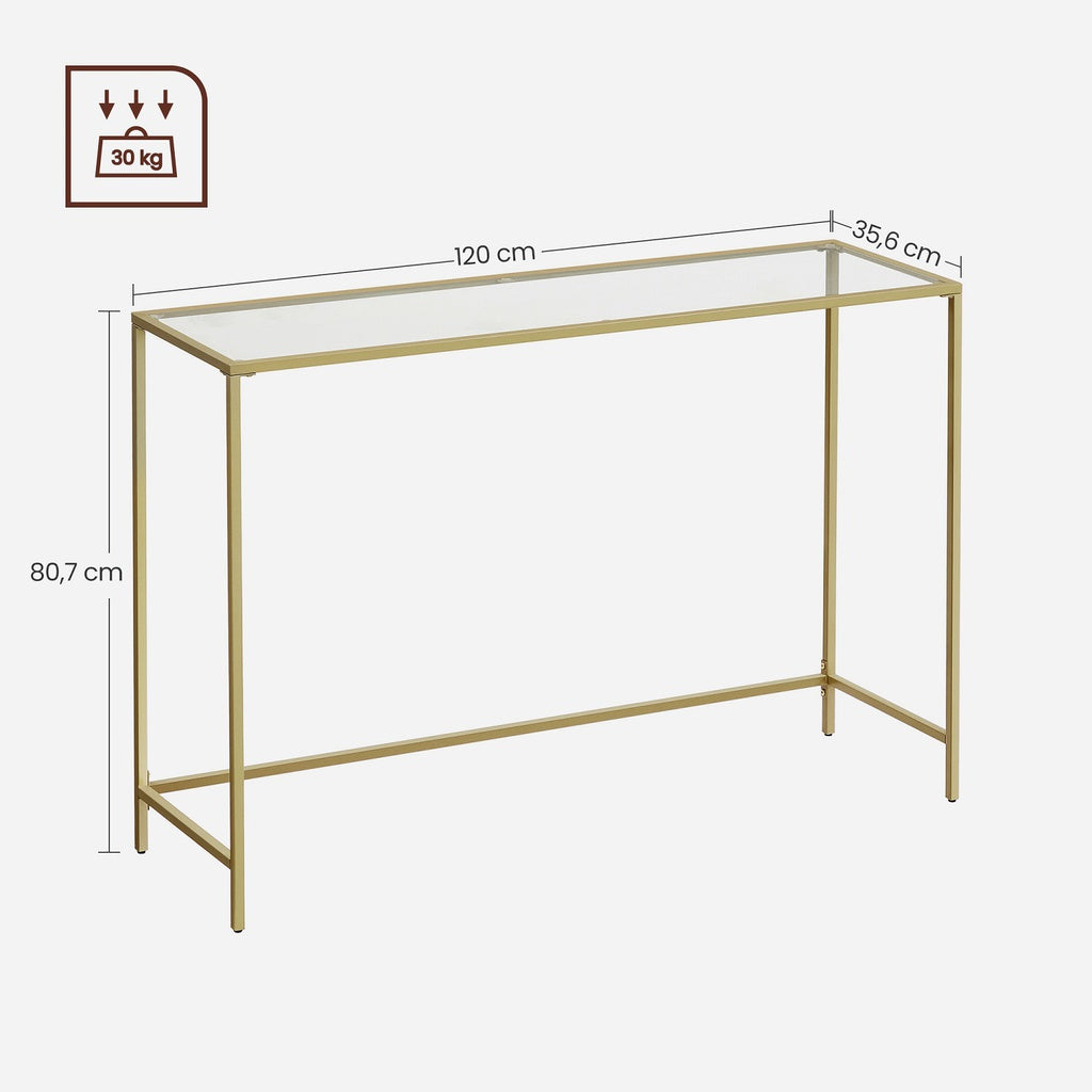 VASAGLE Console Table Tempered Glass Gold LGT036A01