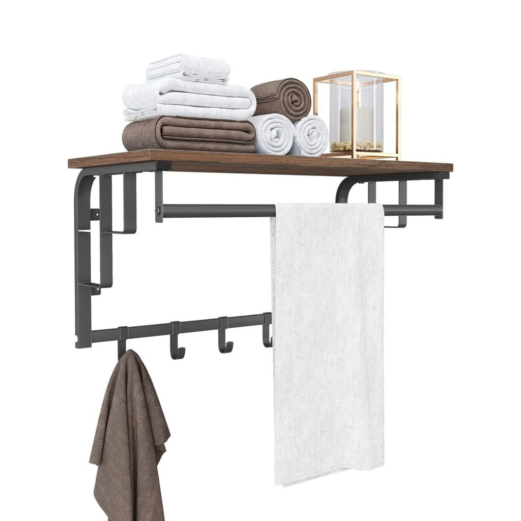 VASAGLE Coat Rack Wall-Mounted Rustic Brown and Black LCR12BX