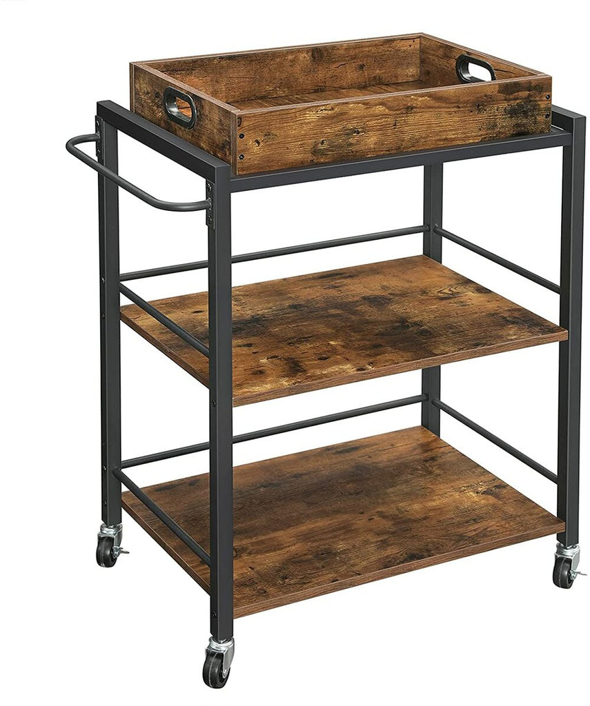 VASAGLE Utility Cart Rustic Brown LRC72X