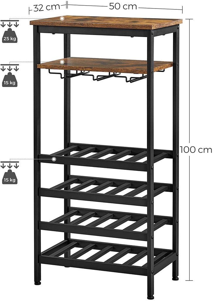 VASAGLE Wine Rack Rustic Brown and Black LWR020B01