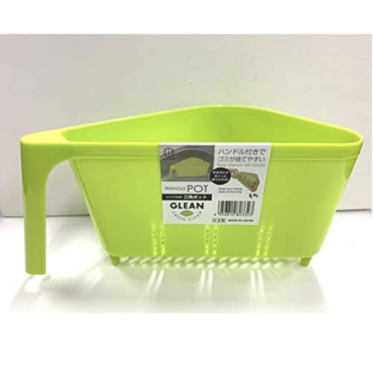 [10-PACK] KOKUBO Japan Single Handle Triangle Drain Basket Green