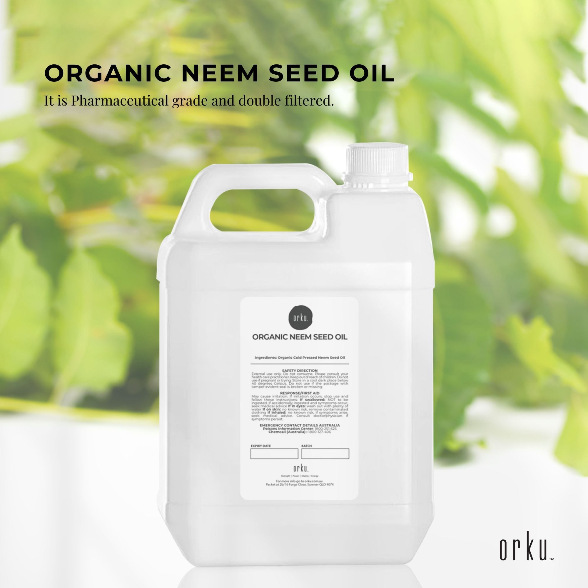 5L Organic Neem Seed Oil Pure Pharmaceutical Cold Pressed Azadirachtin Indica