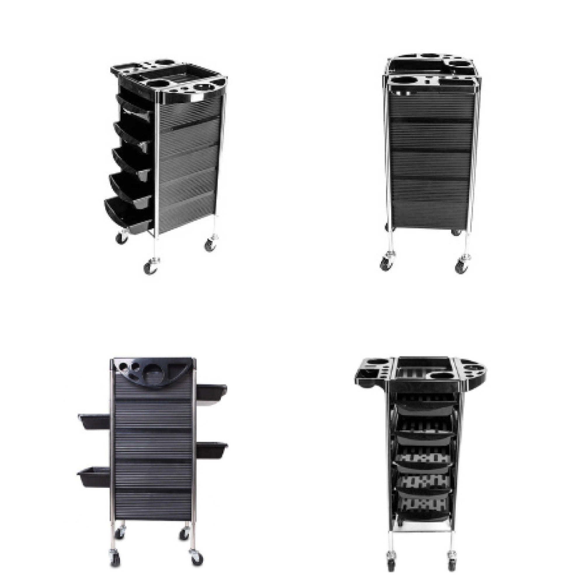 5 Drawer Hairdressing Trolley Black 90x30x36cm Hair Salon Beauty Rolling Cart