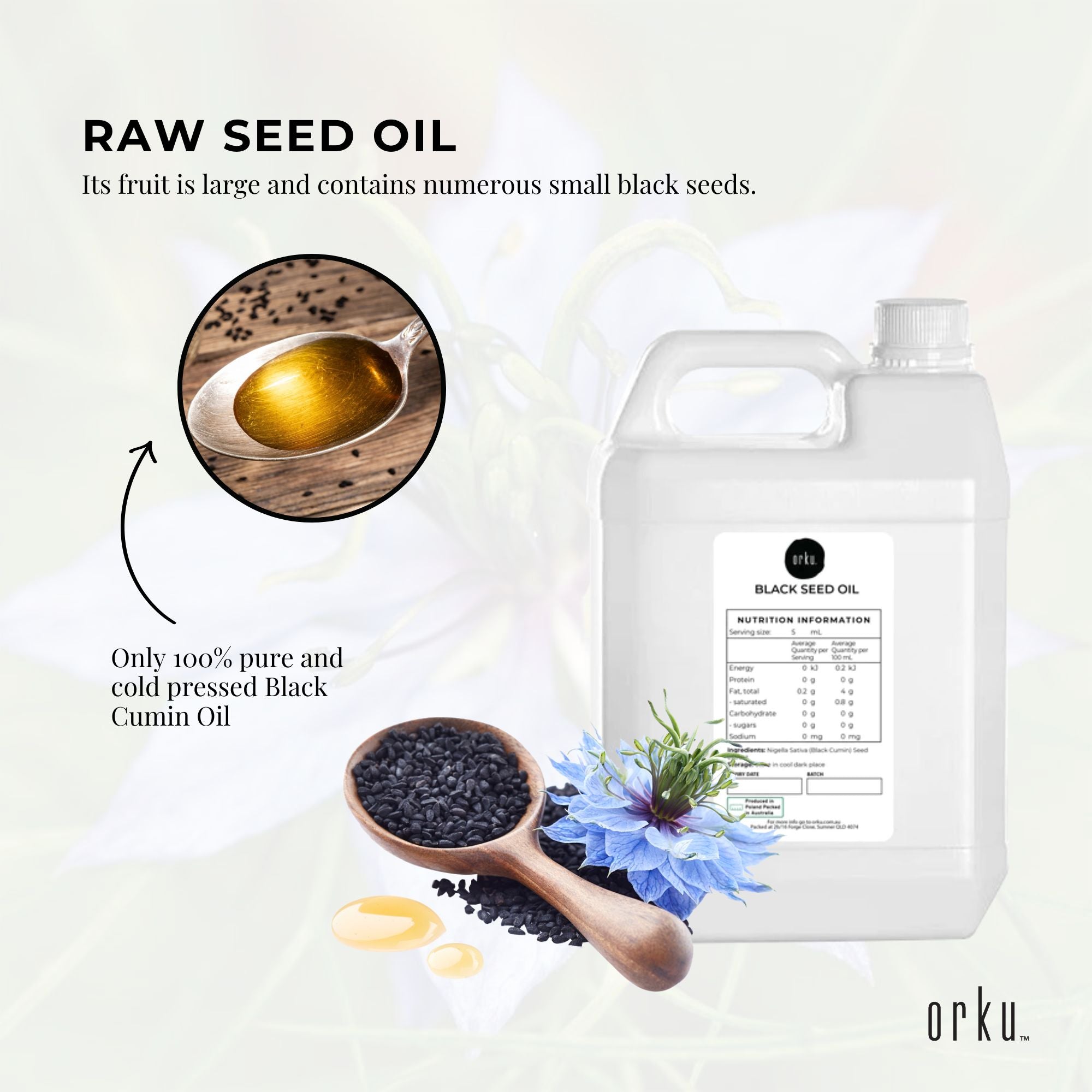 5L Pure Black Seed Oil - 100% Ethiopian Nigella Sativa Cumin Cold Pressed