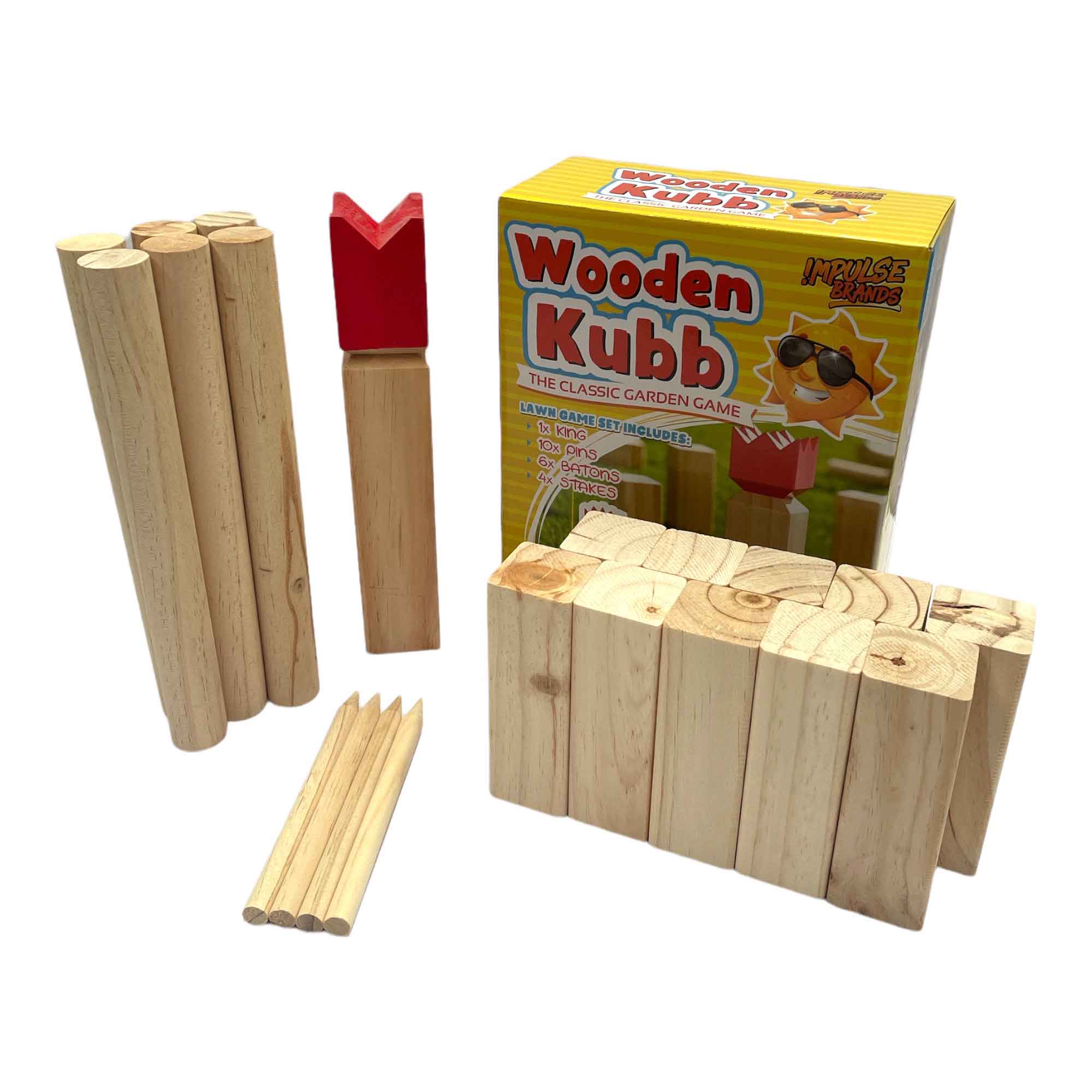 Wooden Kubb Set - Outdoor Classic Swedish Skittle Garden Game Kids