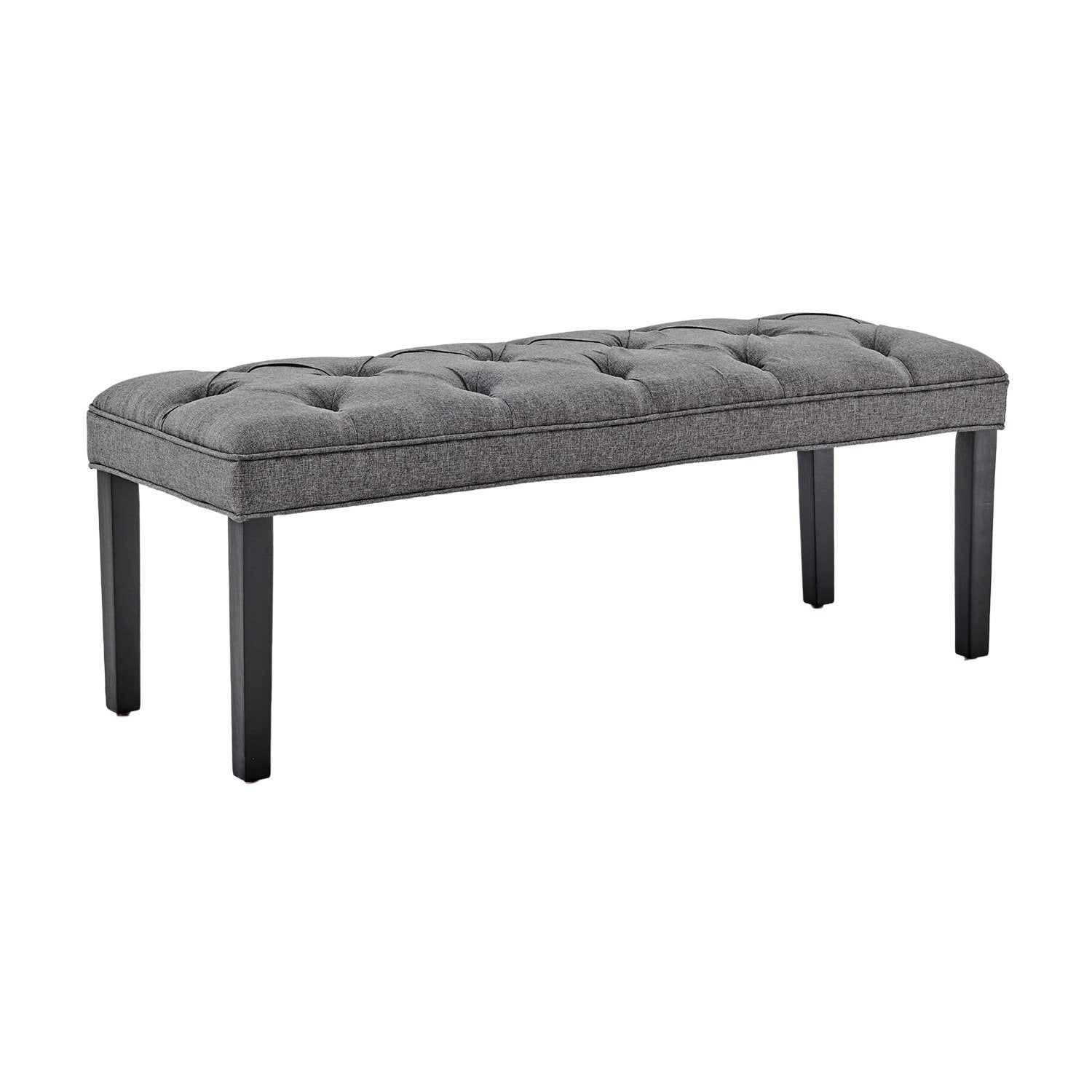 Sarantino Cate Button-tufted Upholstered Bench With Tapered Legs - Dark Grey Linen