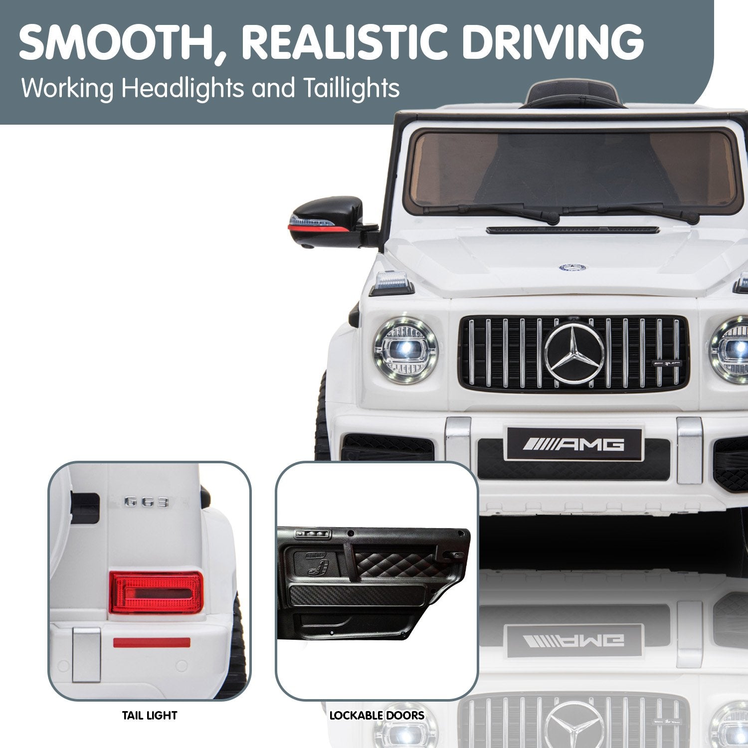 Kahuna Mercedes Benz AMG G63 Licensed Kids Ride On Electric Car Remote Control - White