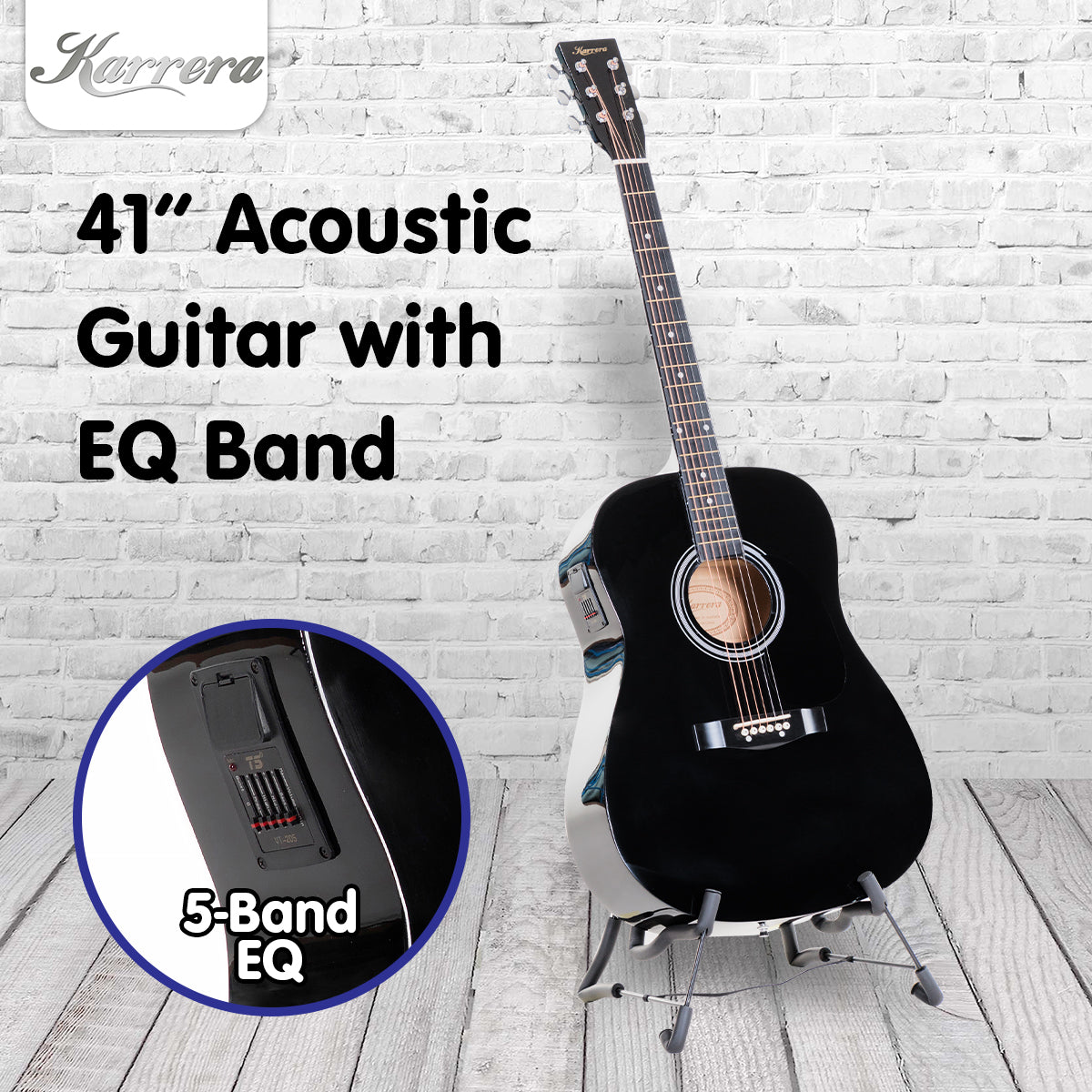 Karrera Electronic Acoustic Guitar 41in  - Black