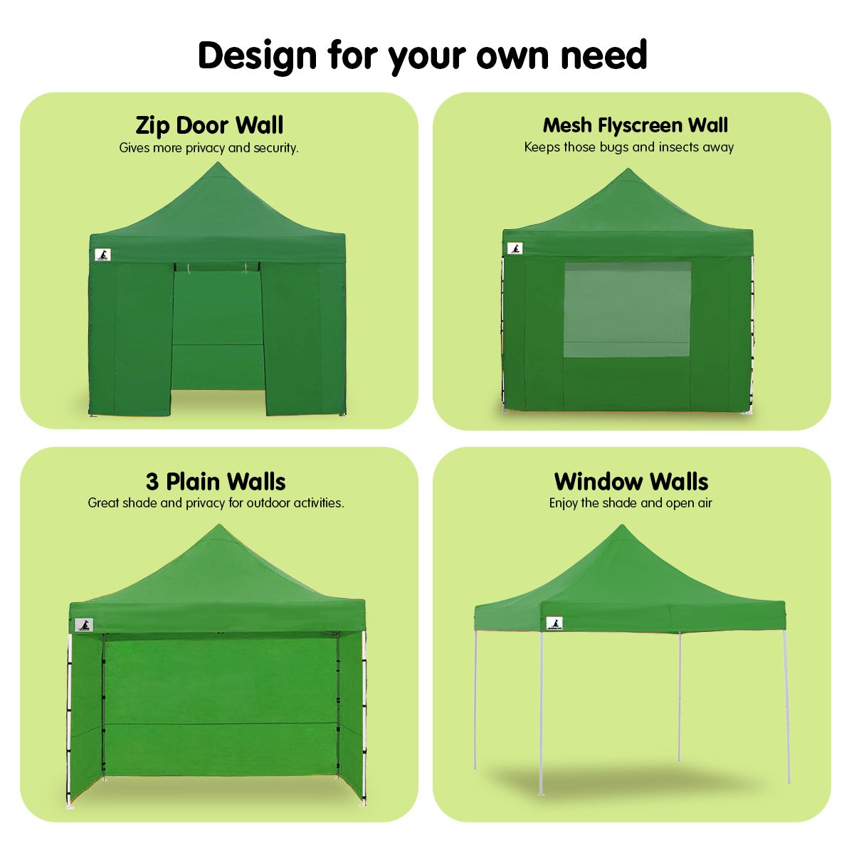 Wallaroo Gazebo Tent Marquee 3x3 Popup Outdoor - Green