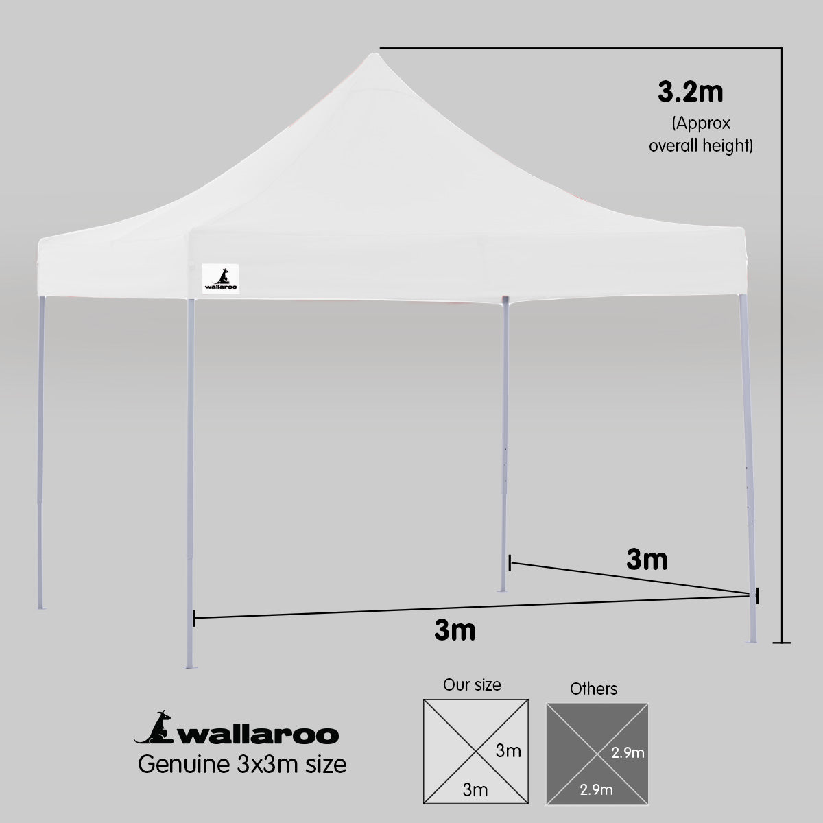 Wallaroo Gazebo Tent Marquee 3x3 PopUp Outdoor Wallaroo White