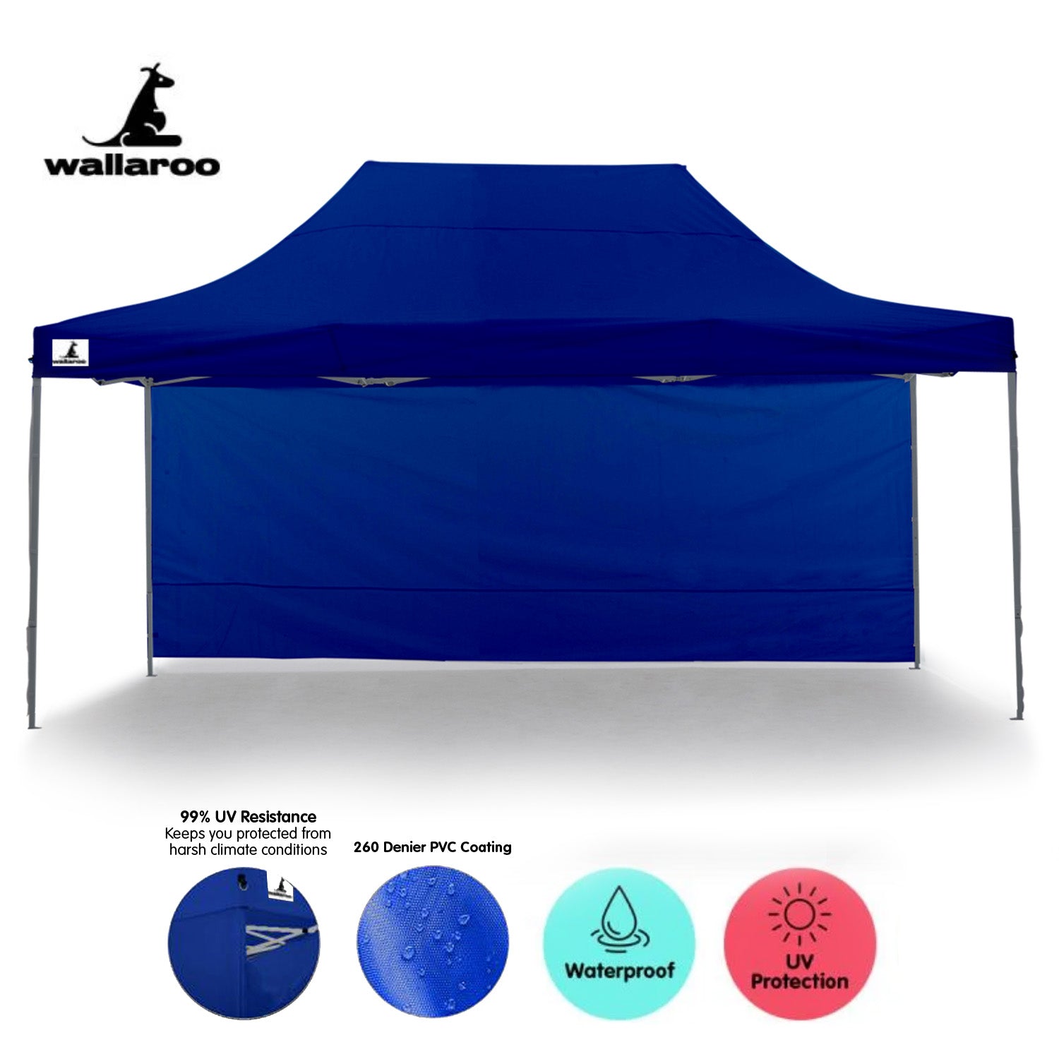 Wallaroo Gazebo Tent Marquee 3x4.5m PopUp Outdoor  Blue