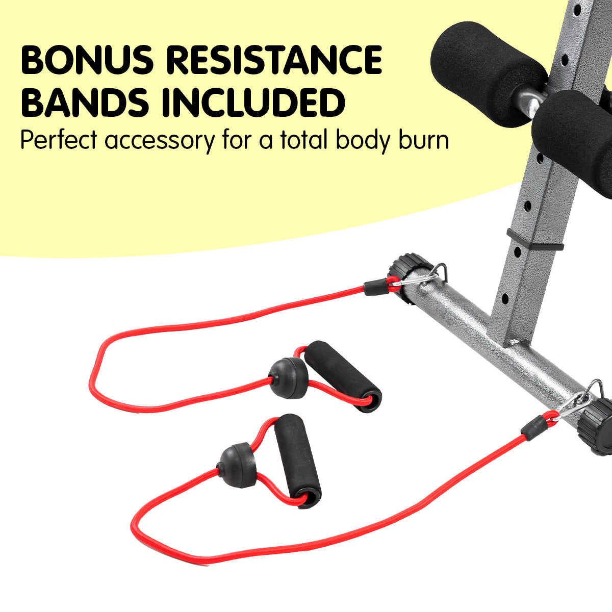 Powertrain Inclined Sit up bench with Resistance bands