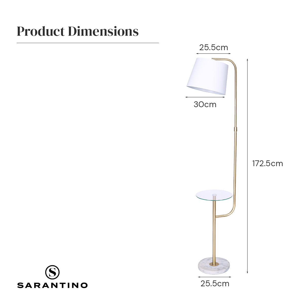 Sarantino Glass End Brass Finish Table Top Floor Lamp