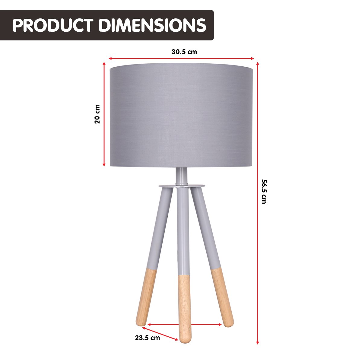 Sarantino Tripod Desk Lamp in Metal & Wood Nordic Minimalist Light