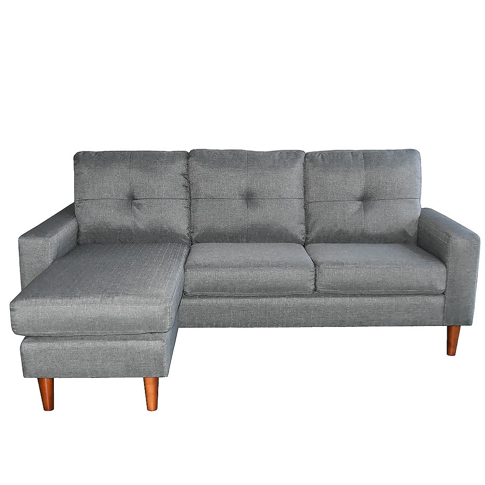 Sarantino Linen Corner Sofa Lounge Couch Modular Furniture L Chair Home Chaise Grey