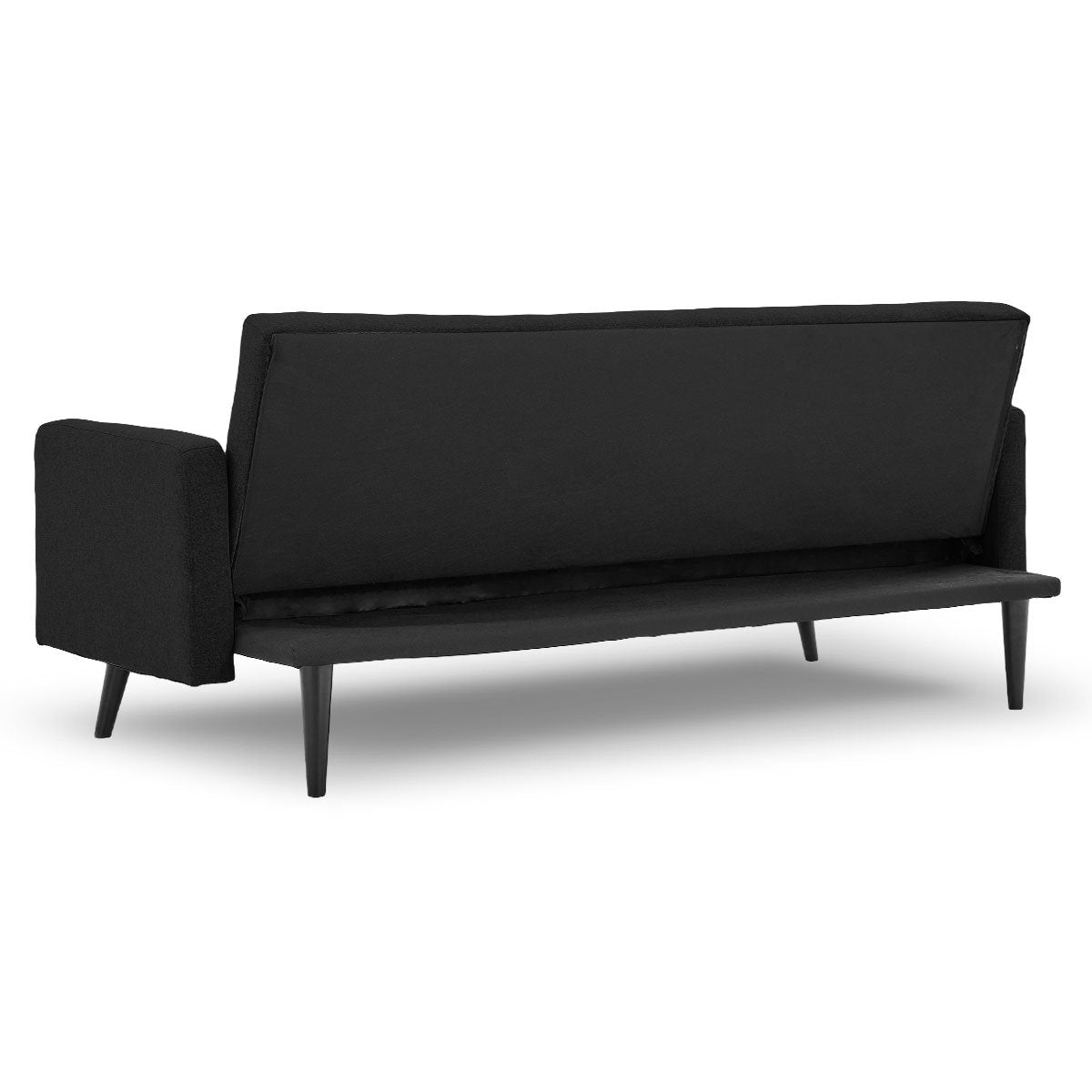 Sarantino Tufted Faux Linen 3-Seater Sofa Bed with Armrests - Black