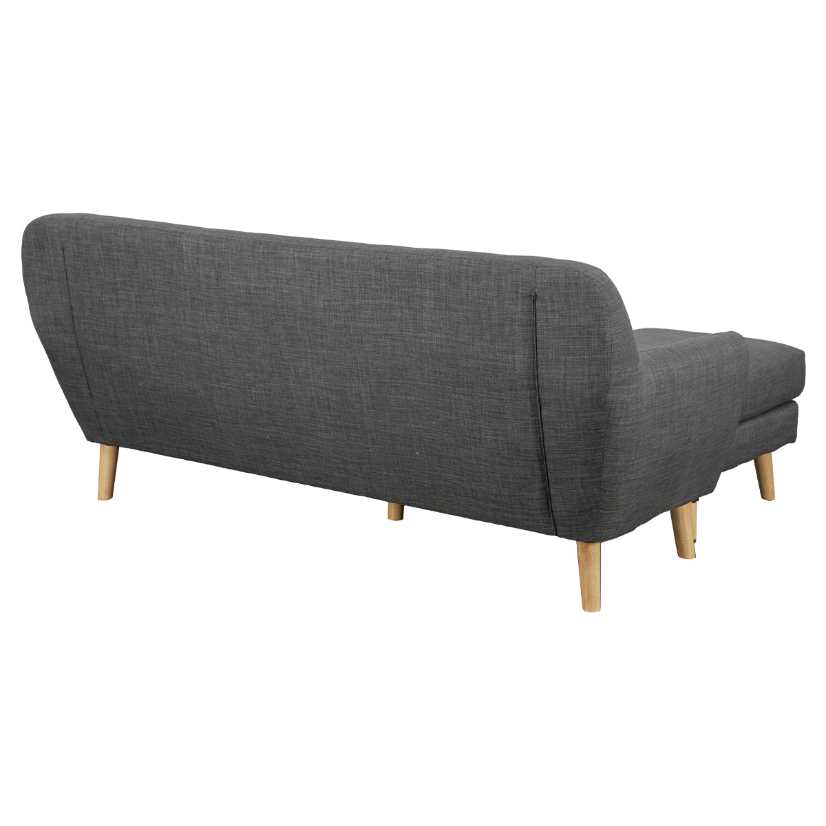 Sarantino Linen Corner Wooden Sofa Couch Lounge L-shaped with Chaise - Dark Grey