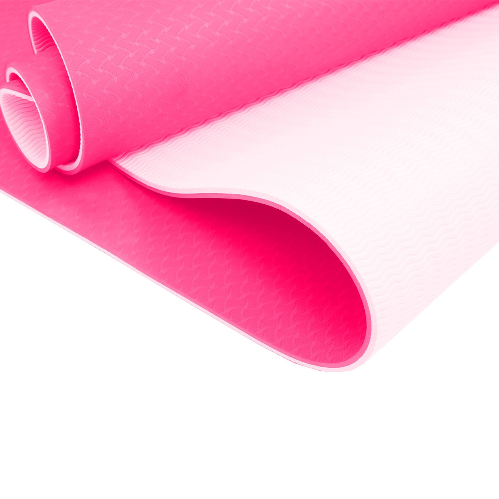 Powertrain Eco-friendly Dual Layer 8mm Yoga Mat | Hot Pink | Non-slip Surface And Carry Strap For Ultimate Comfort And Portability