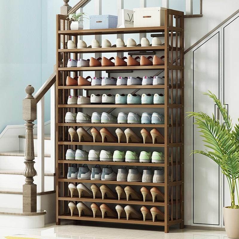 10 Tier Tower Bamboo Wooden Shoe Rack Corner Shelf Stand Storage Organizer