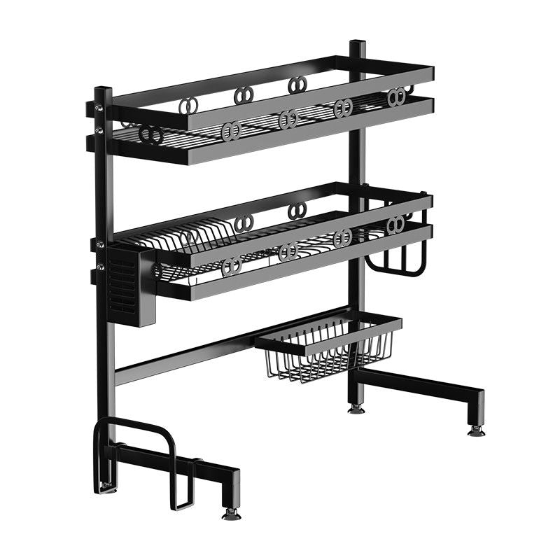 95cm Double Tier Dish Drying Rack Holder Drain caddy Kitchen Drainer Storage Over Sink Organiser