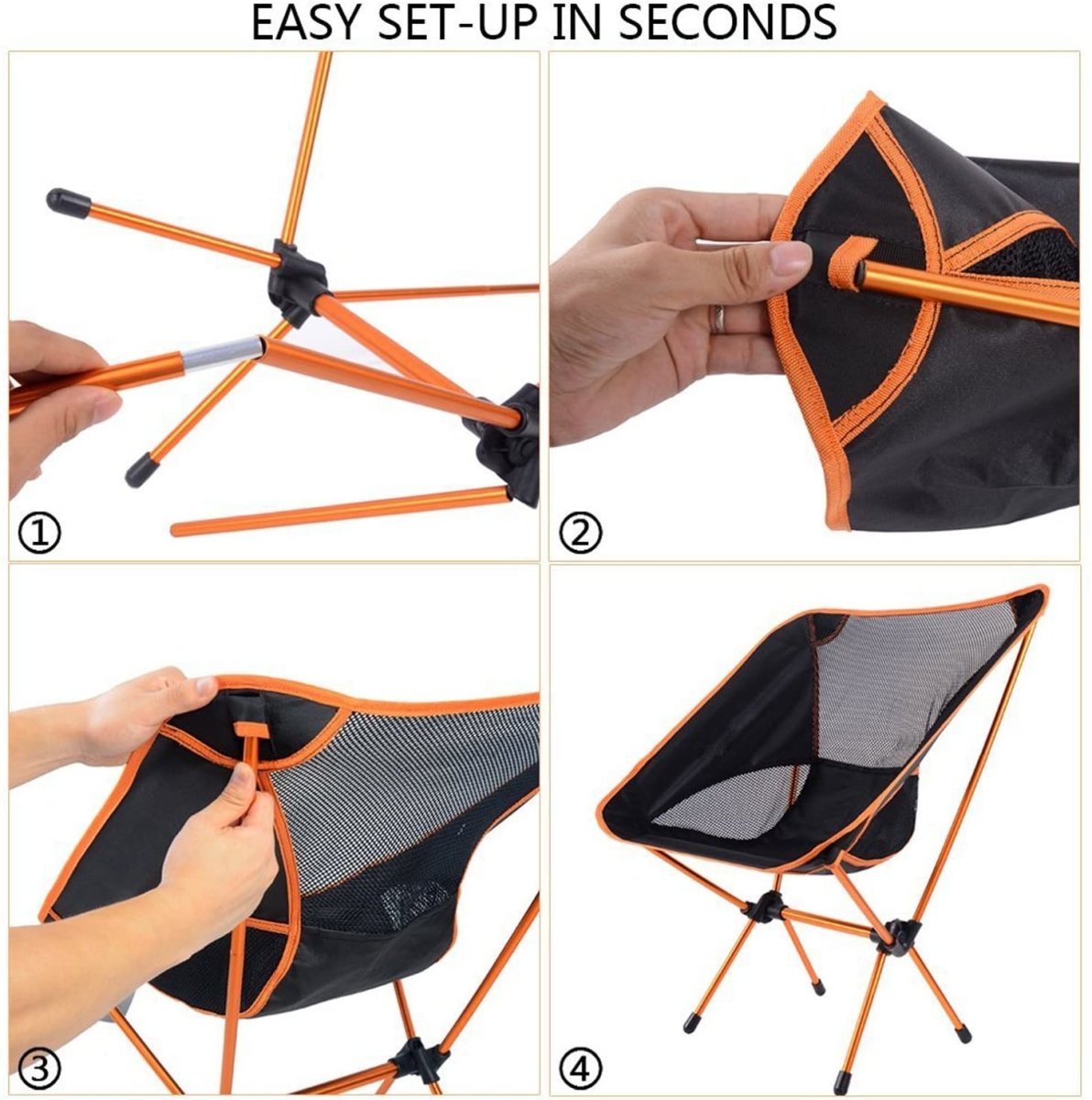 Ultralight Aluminum Alloy Folding Camping Camp Chair Outdoor Hiking Patio Backpacking Orange